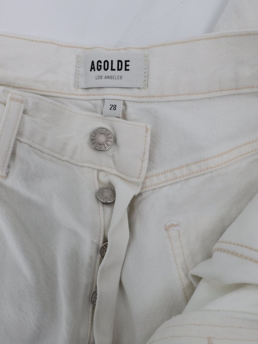 AGOLDE jeans womens 28 L25 Riley High Rise Straight Crop whit solid denim cotton - Picture 8 of 10